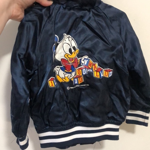 Vintage Disney baby bomber jacket satin blue Donald Duck - Picture 3 of 9